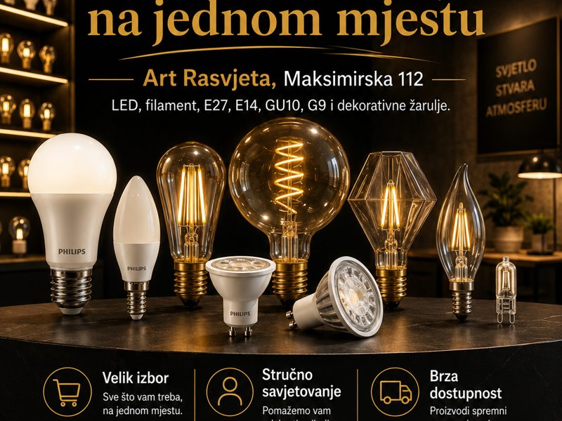 Sve vrste žarulja na jednom mjestu – Art Rasvjeta, Maksimirska 112