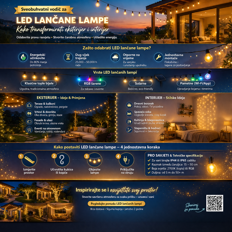 Sveobuhvatni vodič za LED lančane lampe: Kako transformirati eksterijer i interijer