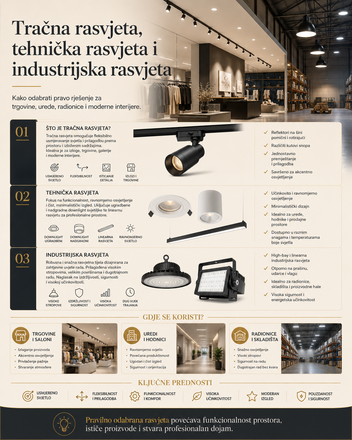 Tračna rasvjeta ili tehnička rasvjeta i industrijska rasvjeta