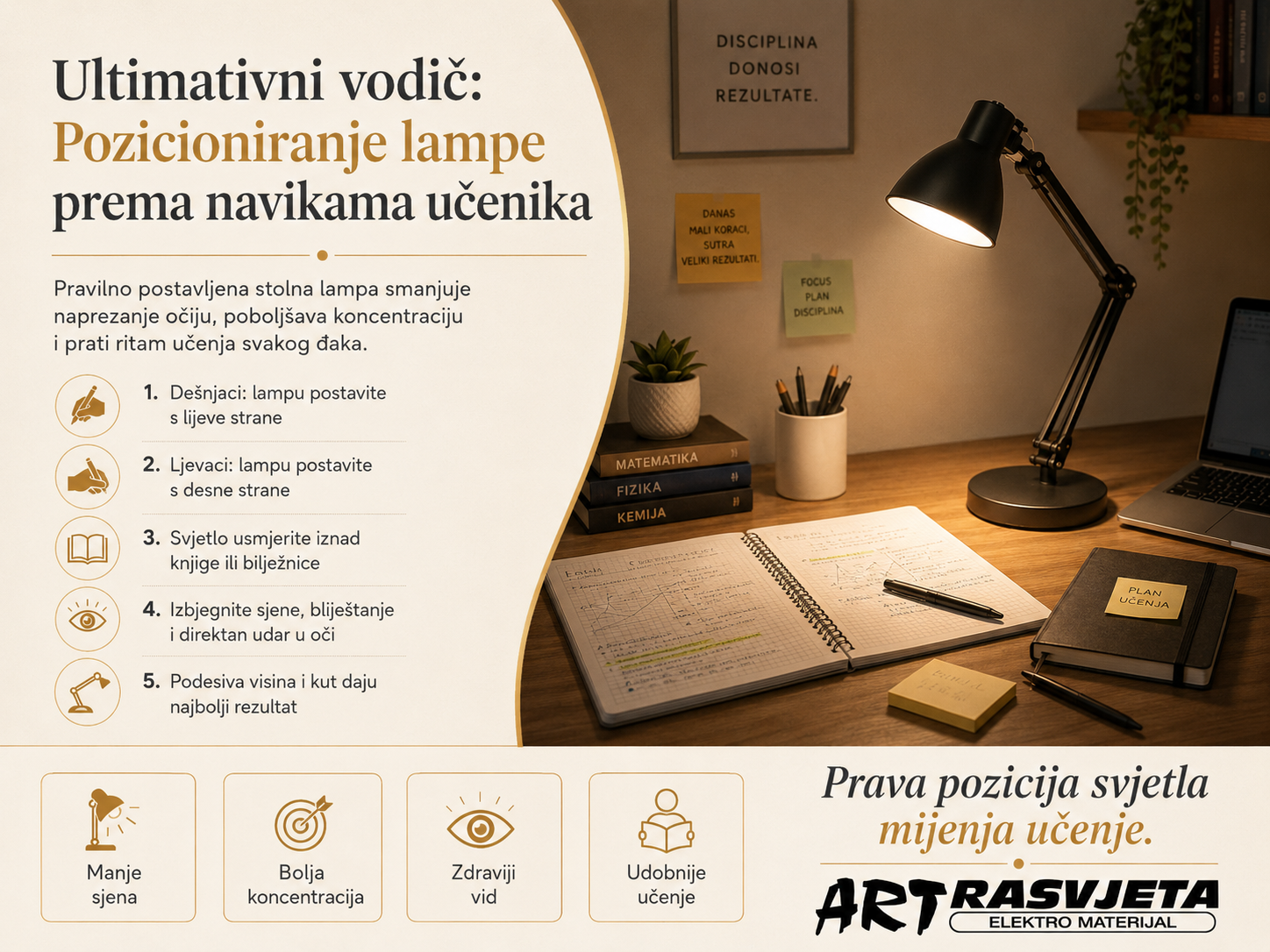 Ultimativni vodič: Pozicioniranje lampe prema navikama učenika
