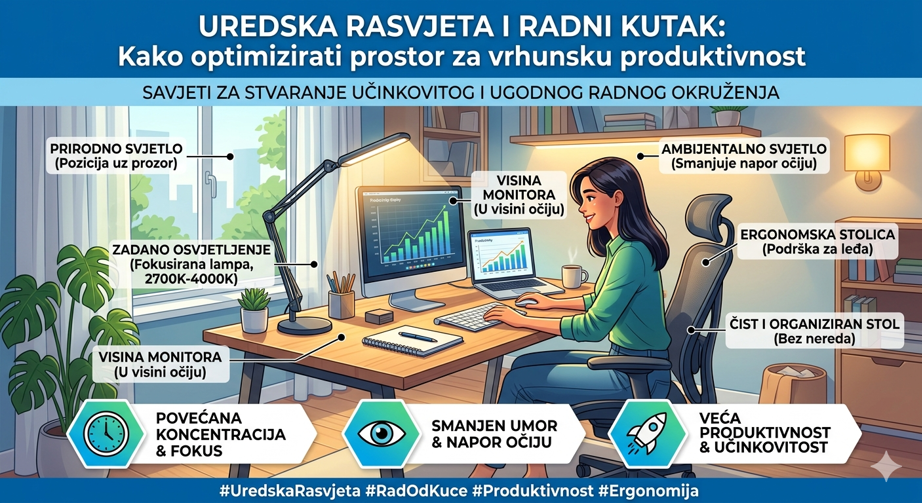 Uredska rasvjeta i radni kutak: Kako optimizirati prostor za vrhunsku produktivnost