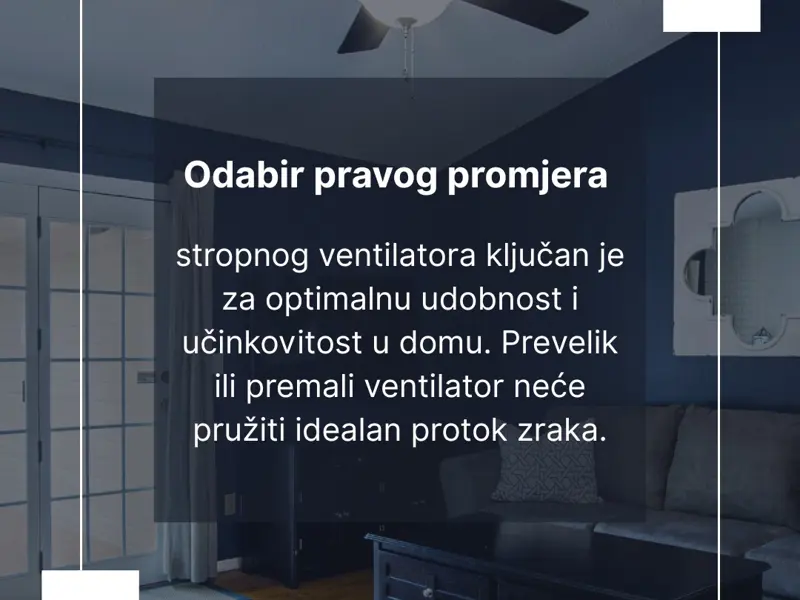 Vodič za odabir promjera stropnog ventilatora idealno dimenzioniranog za svaku prostoriju.