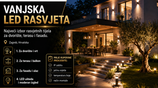 Vanjska LED Rasvjeta: Najveći izbor rasvjetnih tijela za dvorište, terasu i fasadu Zagreb Hrvatska