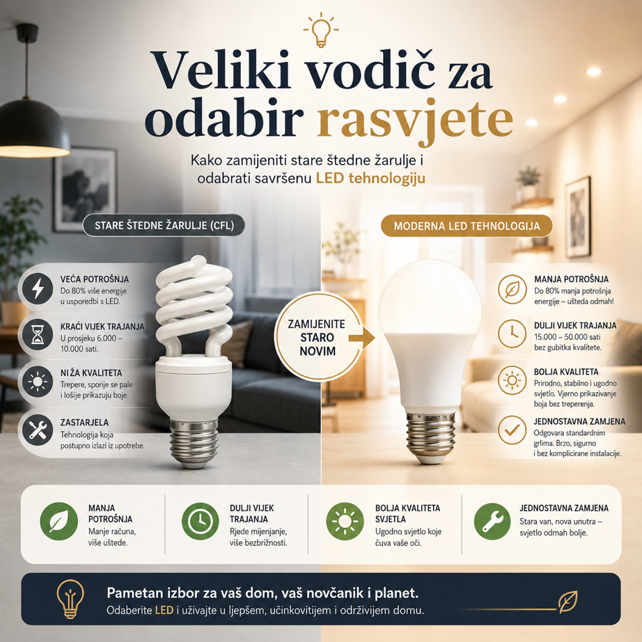Veliki vodič za odabir rasvjete: Kako zamijeniti stare štedne žarulje i odabrati savršenu LED tehnol