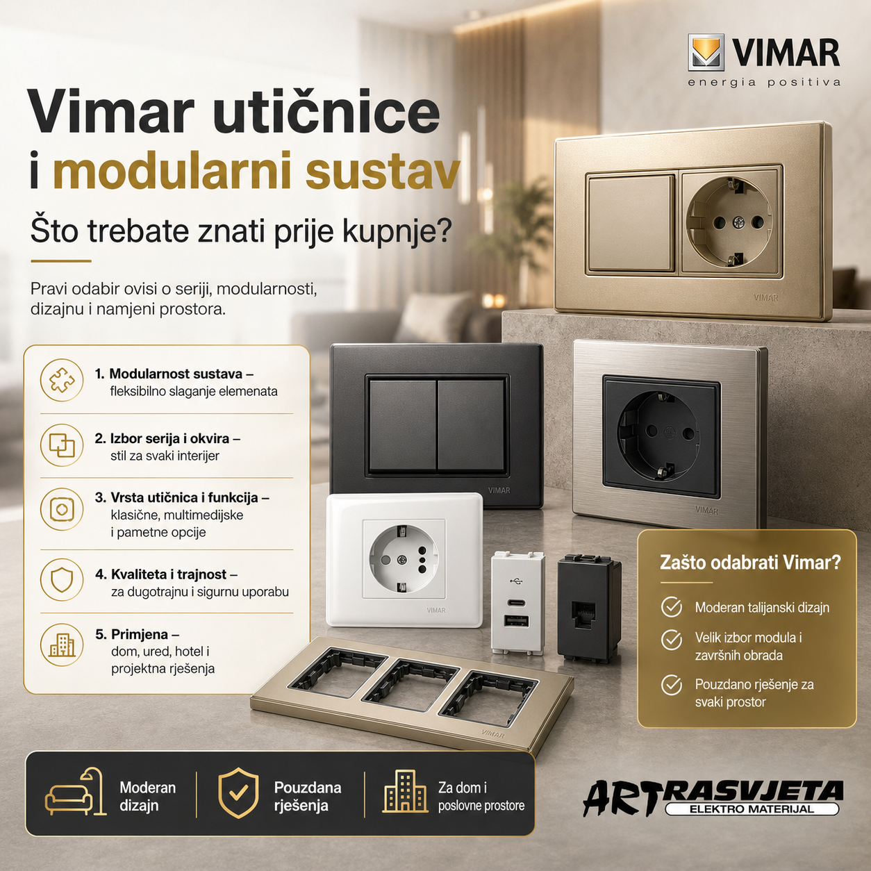 Vimar utičnice i modularni sustav: Što trebate znati prije kupnje?