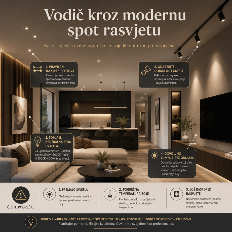 Vodič kroz modernu spot rasvjetu: Kako izbjeći skrivene pogreške i osvijetliti dom kao profesionalac