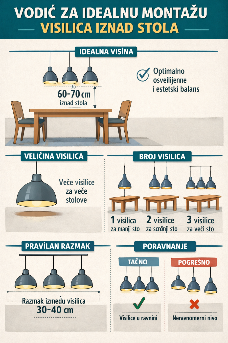 Vodič za idealnu montažu visilica iznad stola