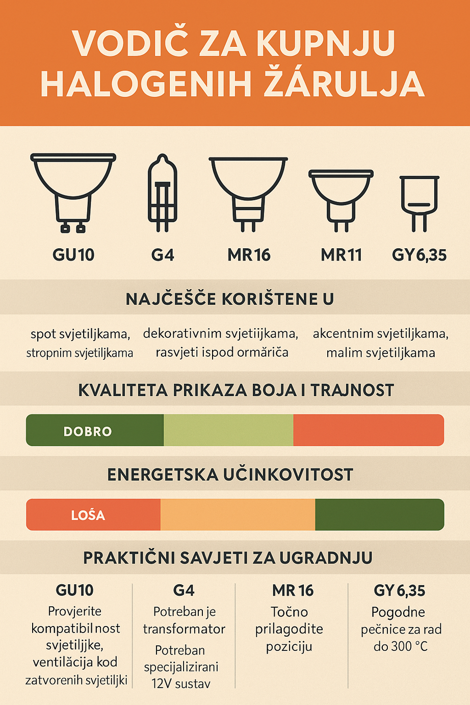 Vodič za kupnju halogenih žarulja: GU10, G4, MR16, MR11 i GY6,35