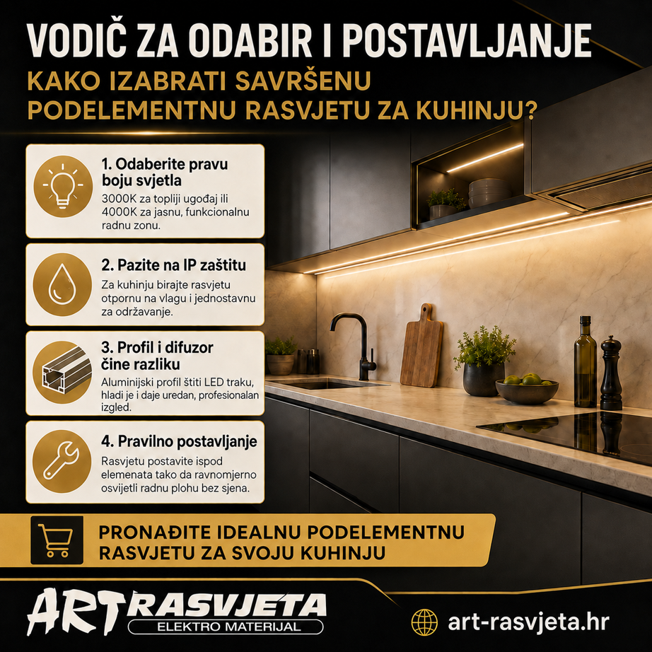 Vodič za odabir i postavljanje: Kako izabrati savršenu podelementnu rasvjetu za kuhinju?