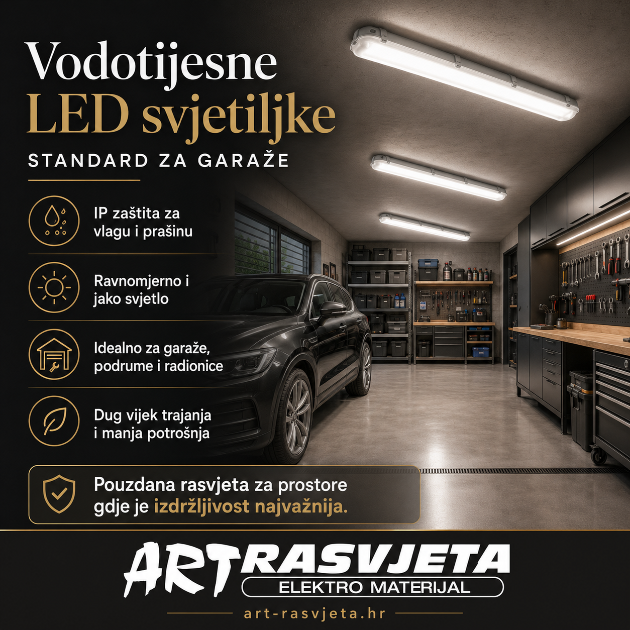 Vodotijesne LED svjetiljke: Standard za garaže 