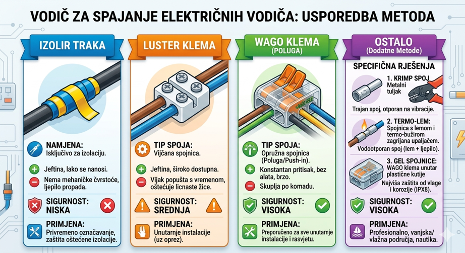 WAGO, Luster Klema ili Izolir Traka: Kako Sigurno Spojiti Električne Vodiče?
