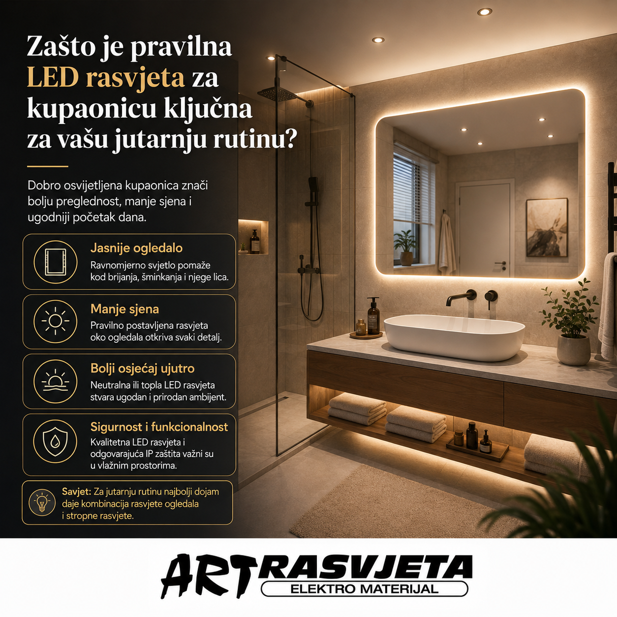 Zašto je pravilna led rasvjeta za kupaonicu ključna za vašu jutarnju rutinu?