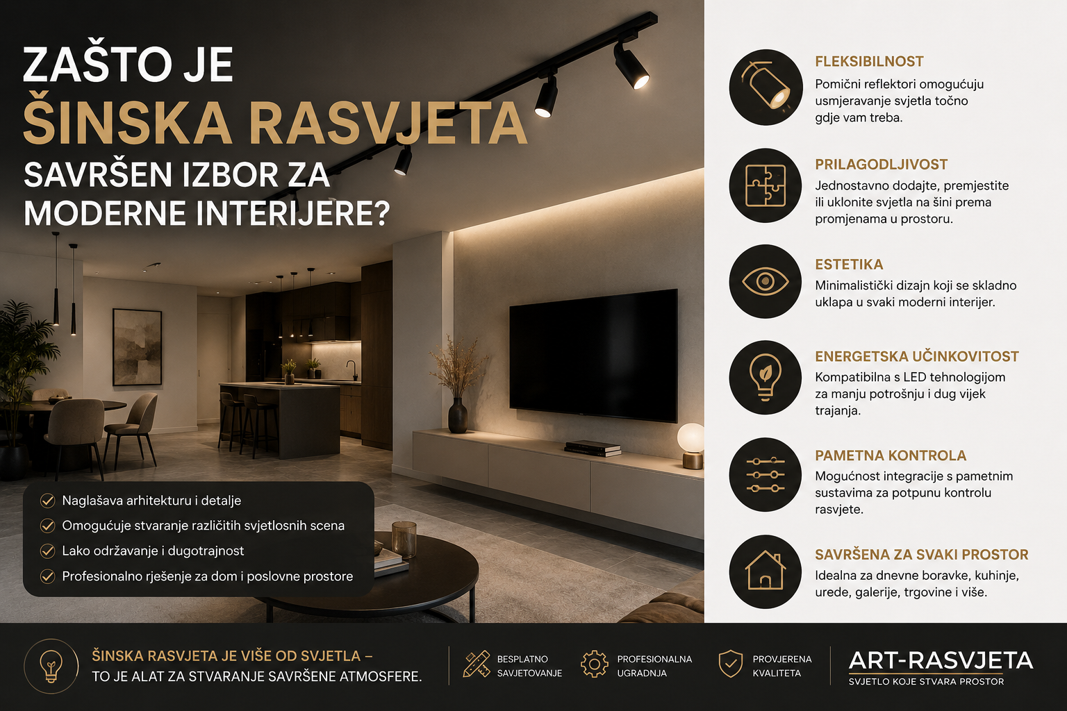 Zašto je šinska rasvjeta savršen izbor za moderne interijere?