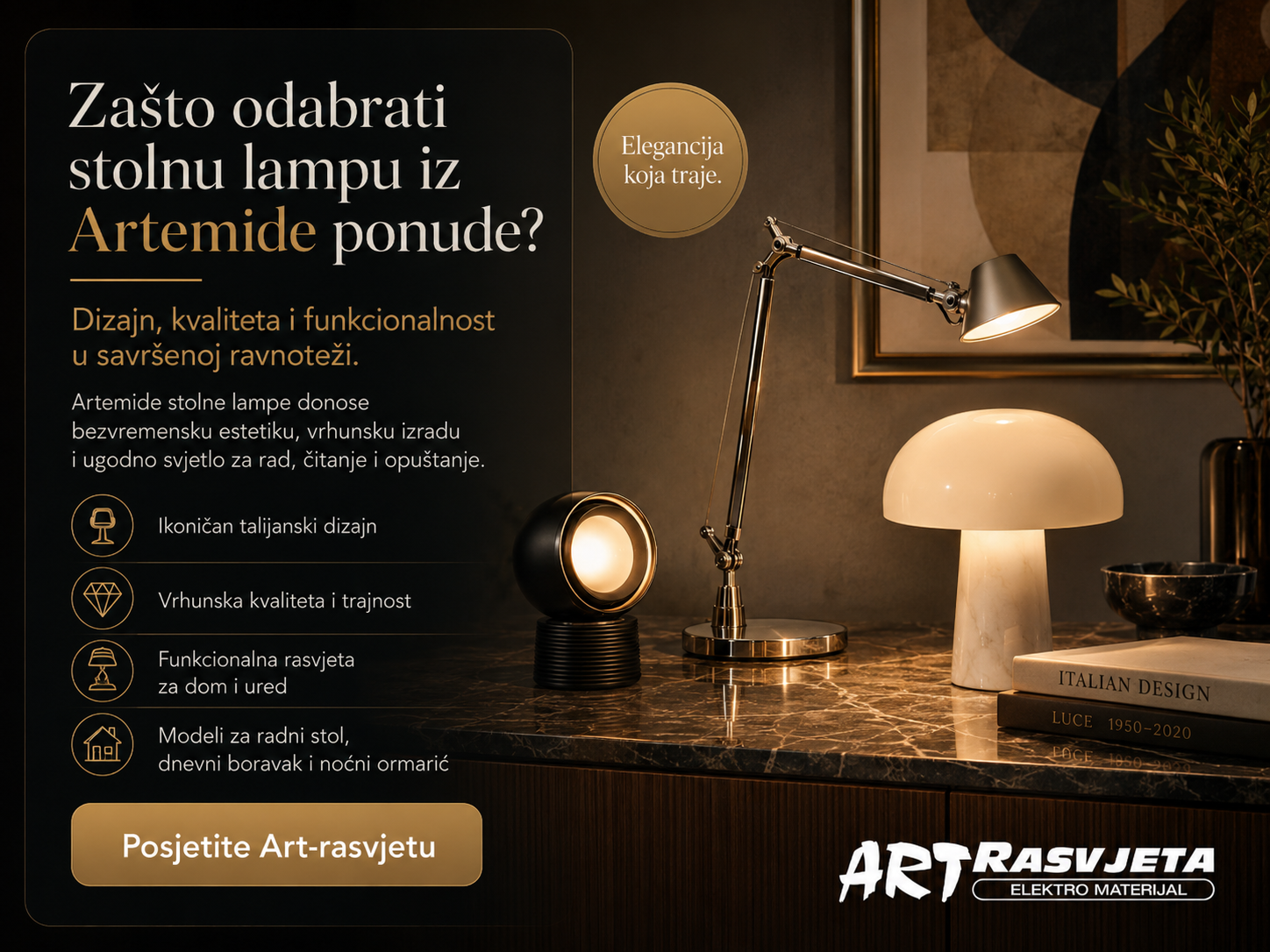 Zašto odabrati stolnu lampu iz Artemide ponude?