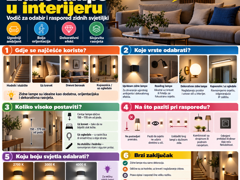 Zidne lampe u interijeru: vodič za odabir i raspored zidnih svjetiljki