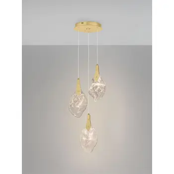 BELLINA LED LUSTER 3X ZLATNA/STAKLO 10W IP20 3000K TRIAC PRIGUŠLJIVA