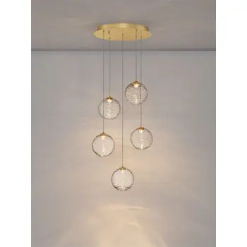 BLAZIK LED LUSTER 5X ZLATNA/STAKLO 20W IP20 2700K TRIAC PRIGUŠLJIVA