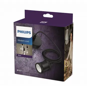 CORD MODERN PHILIPS E27 GRLO ZA ŽARULJE CRNO