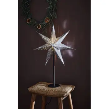 GLITTER STOLNA LAMPA ZVIJEZDA 45cm CRNA/SREBRO 1x25W/E14/2,0m