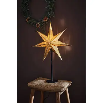 GLITTER STOLNA LAMPA ZVIJEZDA 45cm CRNA/ZLATNA 1x25W/E14/2,0m