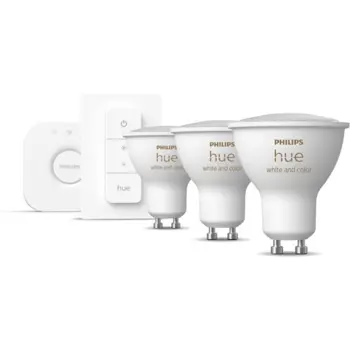 HUE STARTER SET 3×GU10/4,3W/350lm/25000h/240V 2000-6500K+RGB+DALJ.+BRIDGE