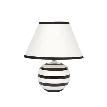 KERAMIČNA STOLNA LAMPA/E14/MAX 35W/BIJELA S CRNIM LINIJAMA