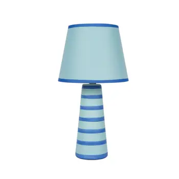 KERAMIČNA STOLNA LAMPA/E14/MAX 35W/CONE/SVJETLOPLAVA S PLAVIM LINIJAMA