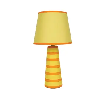 KERAMIČNA STOLNA LAMPA/E14/MAX 35W/CONE/ŽUTA S NARANČASTIM LINIJAMA