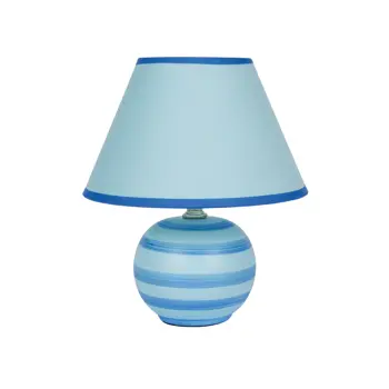 KERAMIČNA STOLNA LAMPA/E14/MAX 35W/SVJETLOPLAVA S PLAVIM LINIJAMA