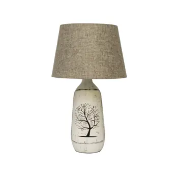 KERAMIČNA STOPNA LAMPA/E27/MAX 42W/OVALNA/S DIZAJNOM DRVA/BEŽ