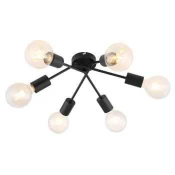 LAMAR STROPNA SVJETILJKA E27 6X MAX 40/MAT CRNA/IP20