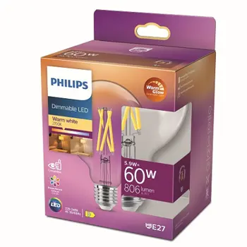 LED CLASSIC ŽARULJA PHILIPS 60W G93 E27 CL WGD90 1PF/4