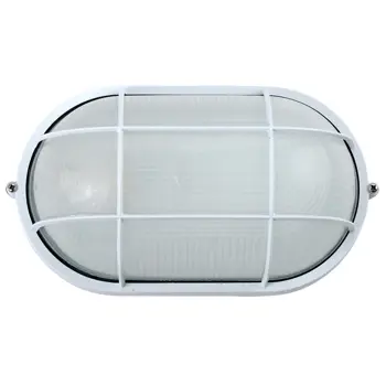 OVALNA VANJSKA ZIDNA LAMPA S PREGRADOM I MREŽOM BIJELA MAX 60W