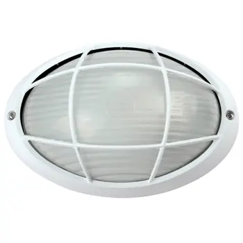 OVALNA VANJSKA ZIDNA LAMPA S PREGRADOM I MREŽOM BIJELA MAX 60W