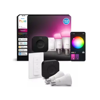 PHILIPS HUE SMART ŽARULJE 2xE27 1100Lm 2200-6500K+RGB +HUE BRIDGE PRO+PRIGUŠIVAČ