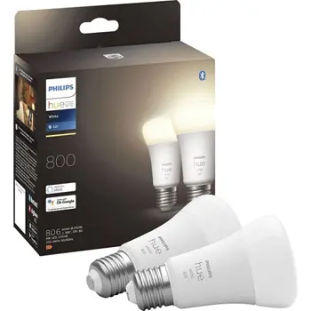 Philips Hue WHITE LED E27 9 Watt 2700 Kelvin 800 Lumen 2 KOM