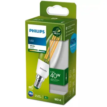 PHILIPS UltraEfficient LED ŽARULJA /E14/2,3W/485lm=40W/3000K/240V B35 CL 50.000h