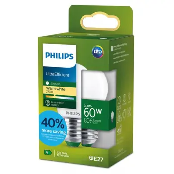 PHILIPS UltraEfficient LED ŽARULJA /E27/3,8W/806lm=60W/2700K/240V P45 FR 50.000h