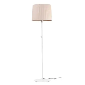 SAMBA WHITE STAJAĆA LAMPA BEIGE RIBBONED LAMPSHADE fi4