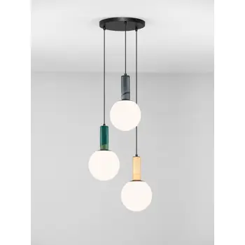 SPAZIO Visilica Grlo A45 E27 3x12 W IP20 Siva/Žuta/Zelena