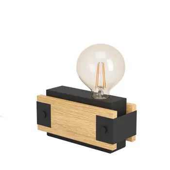 STOLNA LAMPA 1xE27 DRVO/CRNA LAYHAM