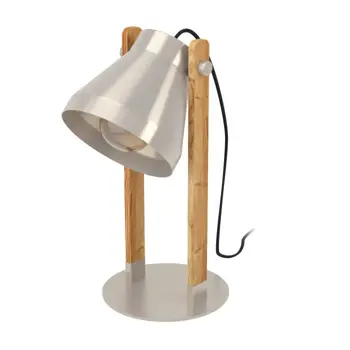 STOLNA LAMPA 1xE27 V-380, RUSTIK DRVO/SREBRNA CAWTON