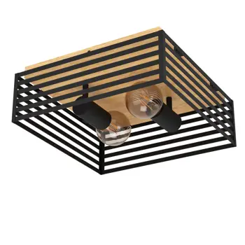 PLAFONJERA 1xE27 360X360, CRNA/DRVO NATUR CIDRAZ