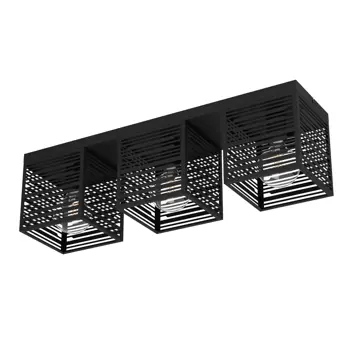 PLAFONJERA 3x E27 CRNA PIEDRITAS