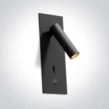 UGRADBENA ZIDNA CRNA LED SVJETILJKA S USB A I C UTIČNICAMA 3W WW IP20 230V