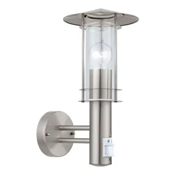 VANJSKA ZIDNA LAMPA 1xE27 SENZOR, INOX/STAKLO LISIO