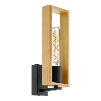 ZIDNA LAMPA 1xE27 CRNA/DRVO LITTLETON