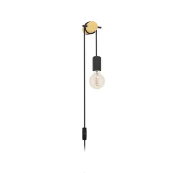 ZIDNA LAMPA 1xE27 DRVO/CRNI KABEL BUDDON