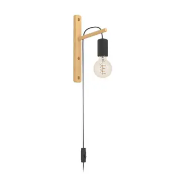 ZIDNA LAMPA 1xE27 DRVO/CRNI KABEL POCKLEY