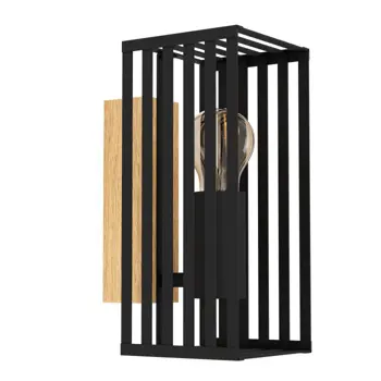 ZIDNA LAMPA 1xE27 120X265, CRNA/DRVO NATUR CIDRAZ